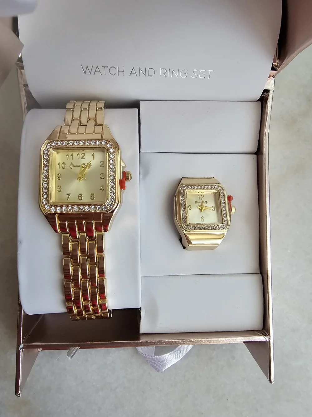 Gold Tone Women's Watch and Ring Set Jessica Carlyle